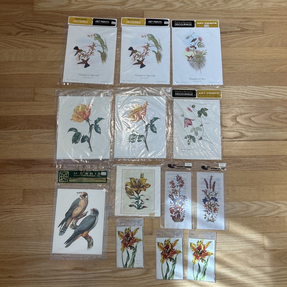 Vintage Decoupage Art Prints Paper Lot 13 Packs Patricia Nimocks Hazels Bird